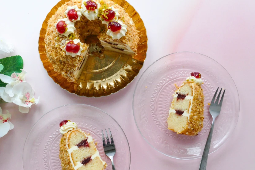 An ornately decorated Frankfurter Kranz cake.