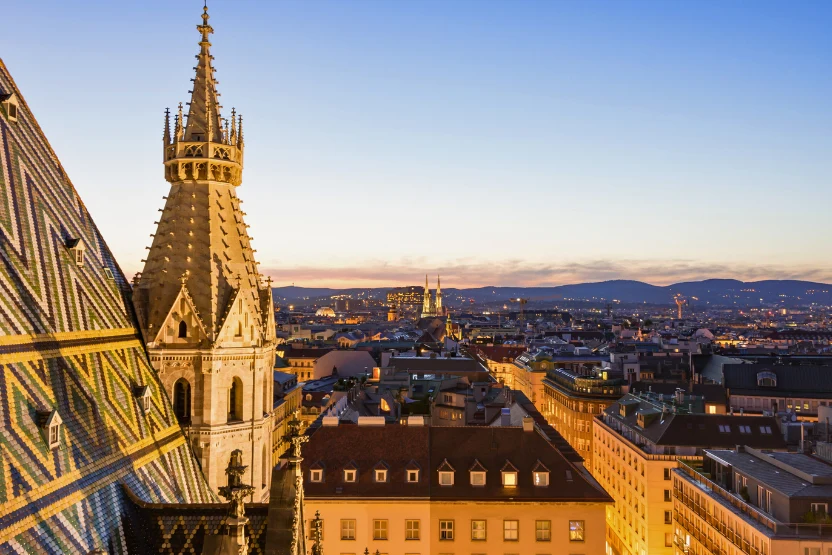 Vienna skyline from Stephansdom Cathedral