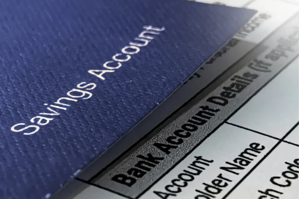 Purple Savings Account folder and bank documents