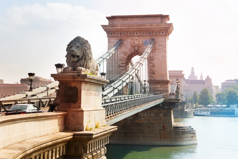 The Chain Bridge connecting Buda and Pest.