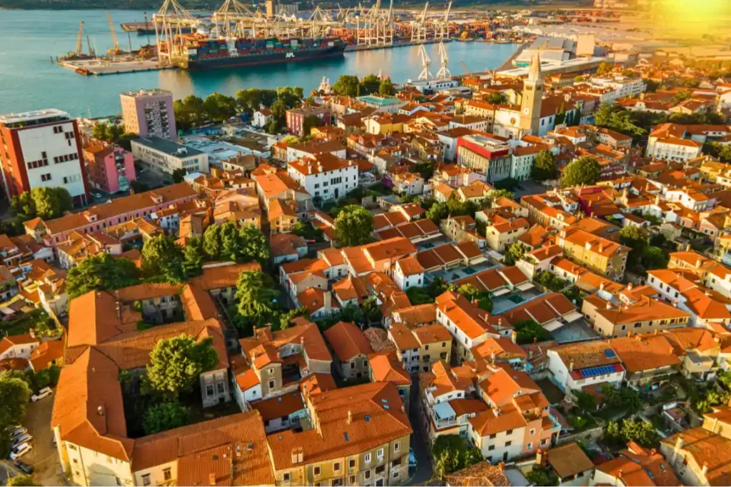 Drone view of Koper, Slovenia Drone view of Koper, Slovenia