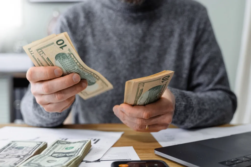 Man counting money