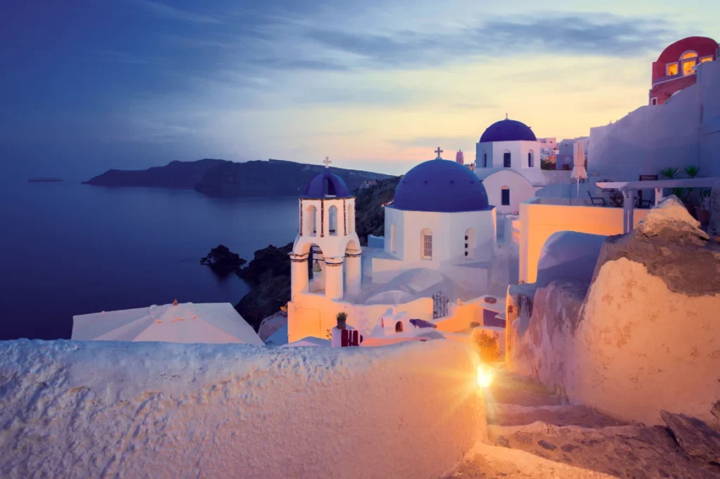 Santorini, Greece at dusk