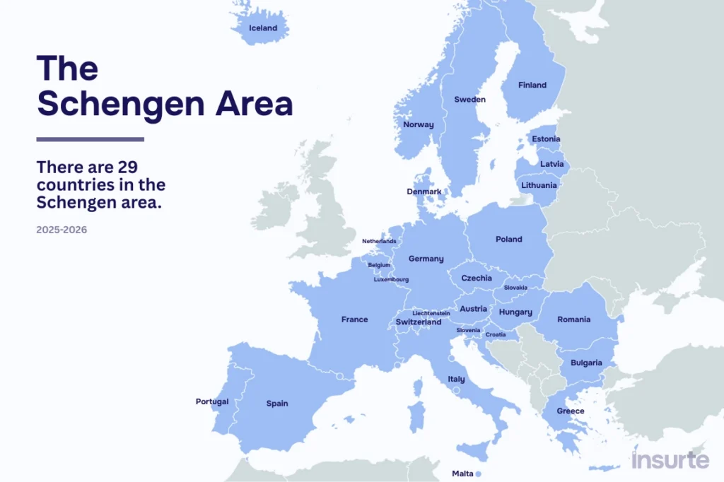 Schengen area map