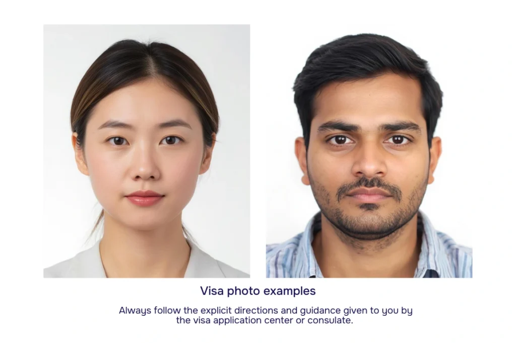 Schengen visa photo examples