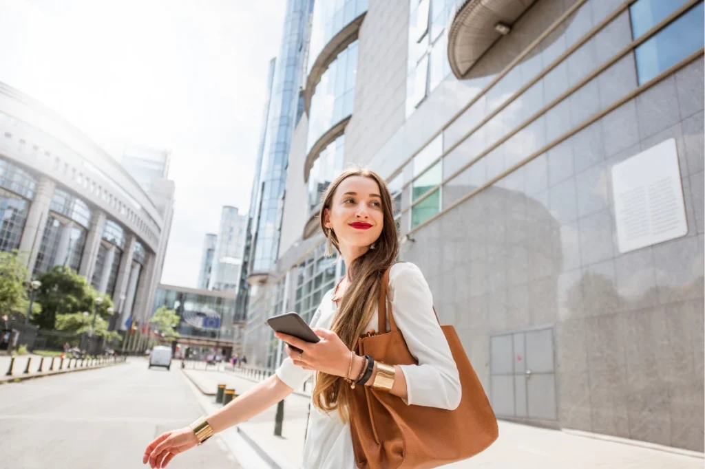Woman traveling in Brussels