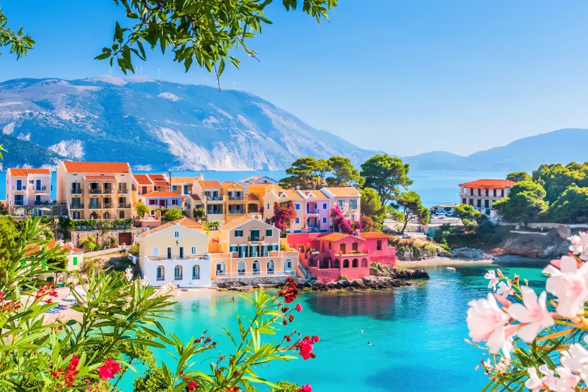 The colorful townscape of Kefalonia, Greece