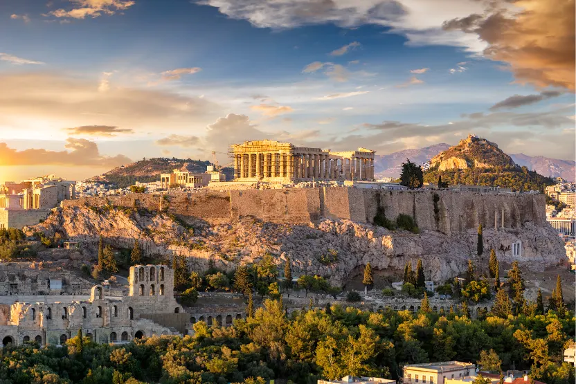 Sunset over Athen's Acropolis