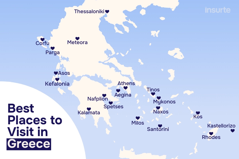 Best Places to Visit in Greece Map