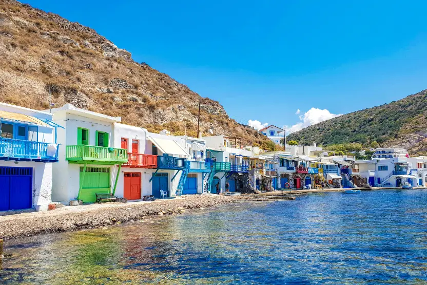 Fishing houses in Milos, Greece