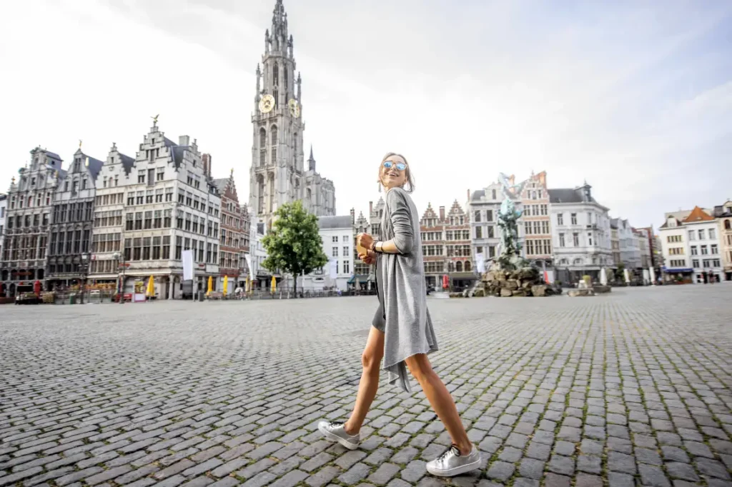 Female tourist in Belgium