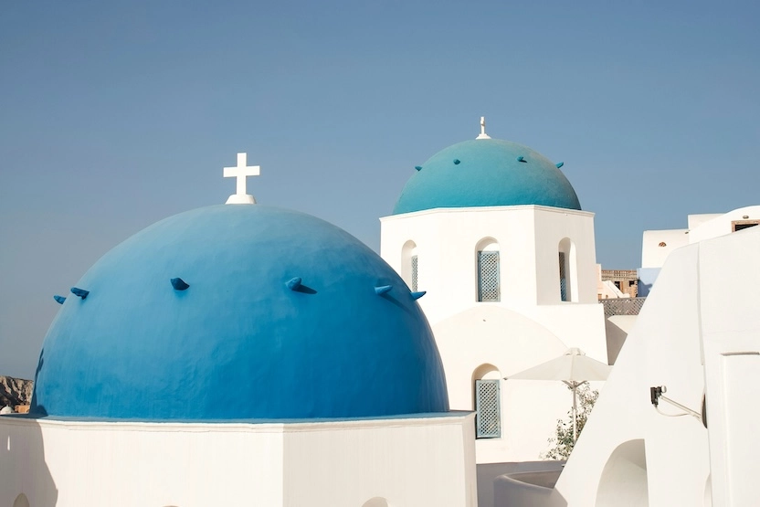 Classic blue domes of Greece.