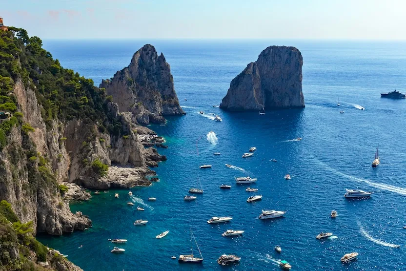 Boats off the coast of Capri.