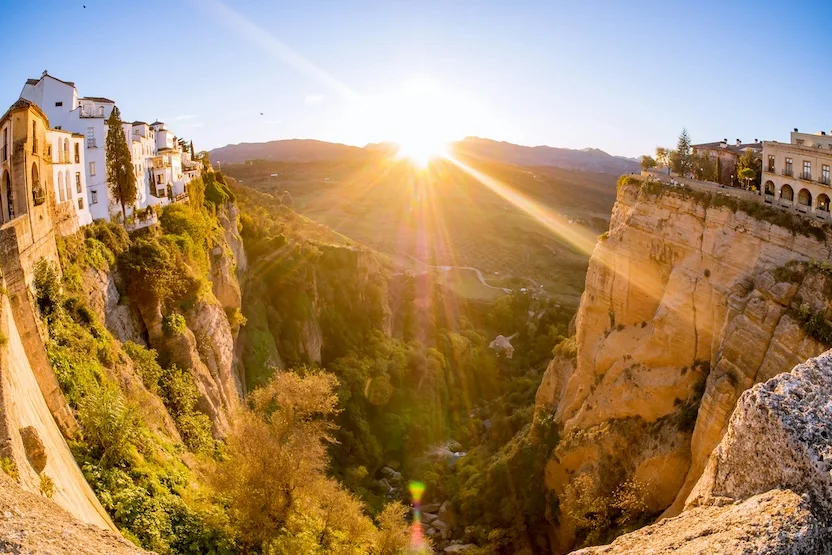 The cliffs of Ronda, Spain with a fish eye lens. 