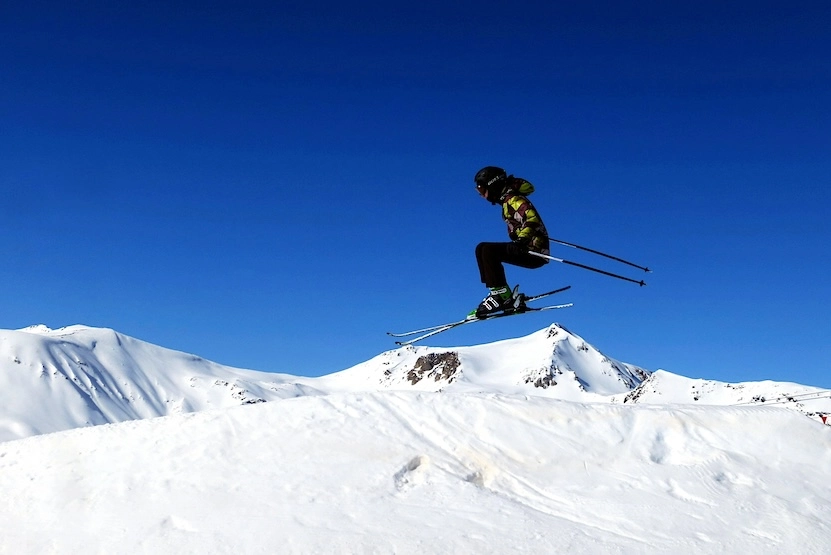 A person skiing in Livigno, Italy