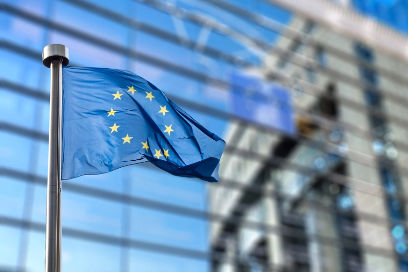 EU flag in the wind.