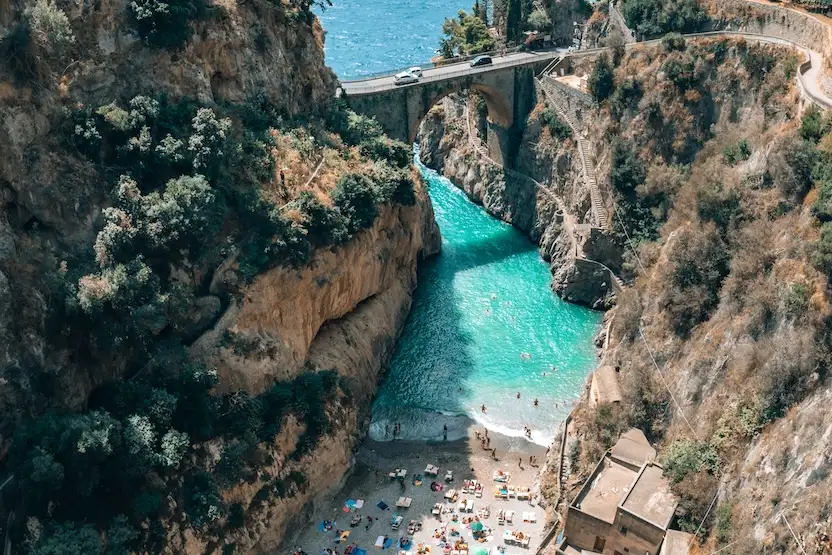 A bird's eye view of Fiordo di Furore.