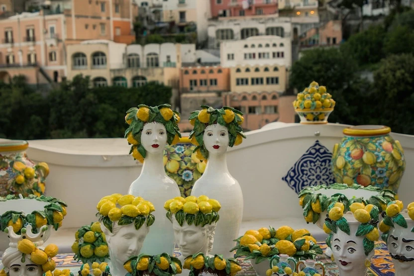 Local artisanal pottery in Positano.