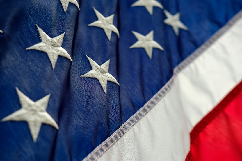 Close up of a US flag