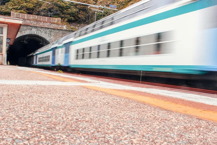 Train going through a tunnel in Italy