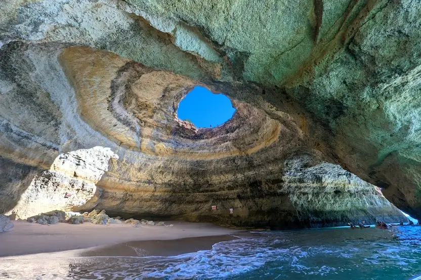 Famous swimming caves in Lagoa, Portugal