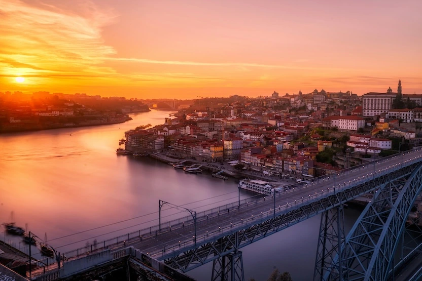 Porto, Portugal at sunset