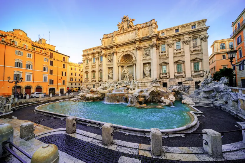 The Trevi Fountain in Rome, Italy.