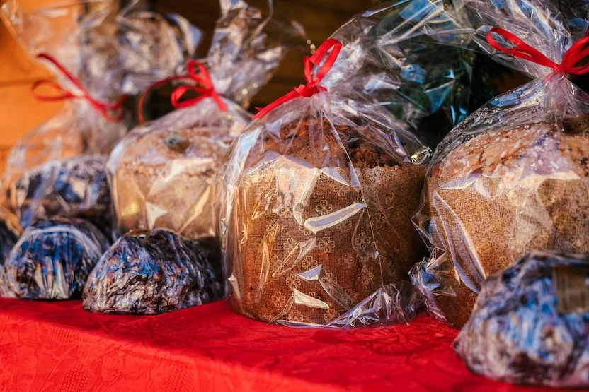 Panettone for sale at an Italian Christmas Market