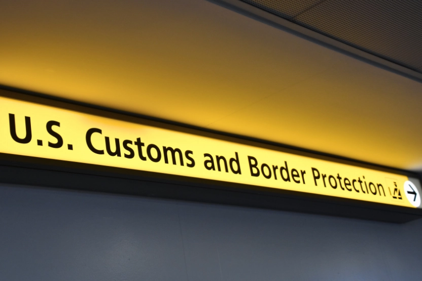 US Customs and Border Protection airport sign