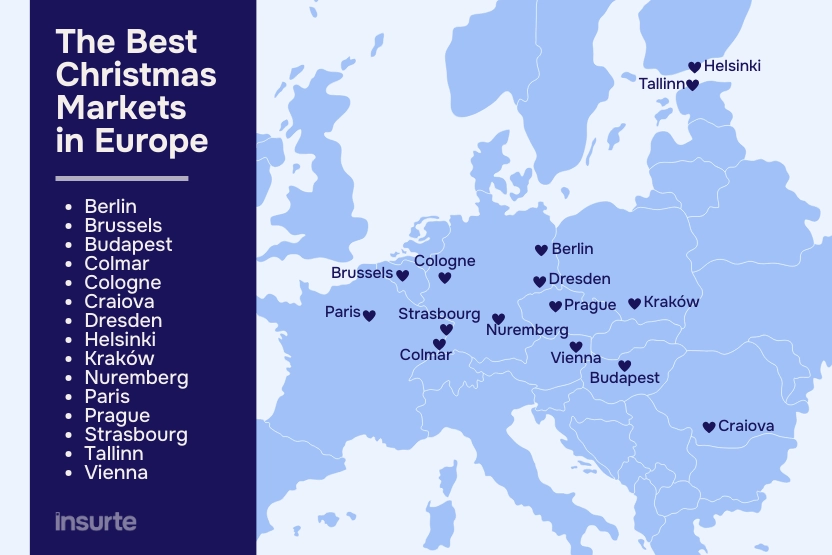 Best Christmas Markets in Europe Map