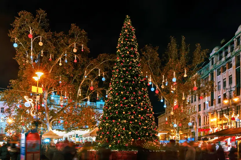 Budapest, Hungary Christmas market at night