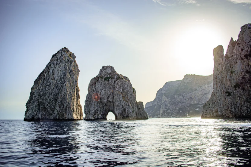 Capri Island rocks at dusk