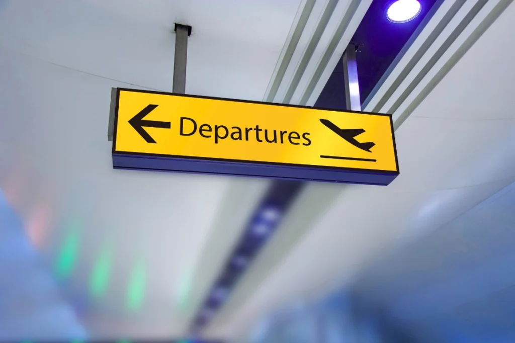 Airport departures sign