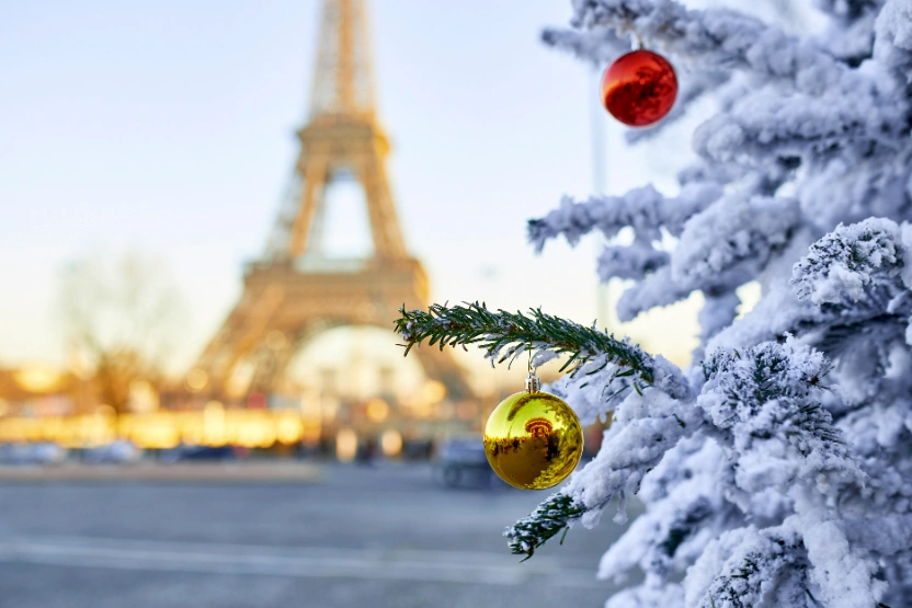 Christmas tree and Eiffel tower