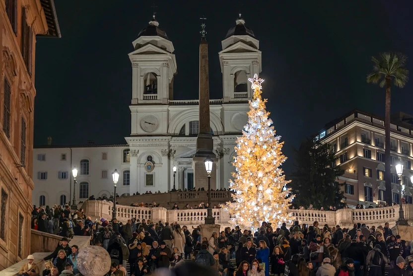 The Christmas lights at Piazza di Spagna