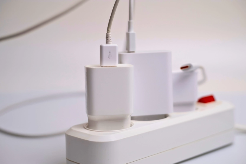 Devices being charged.