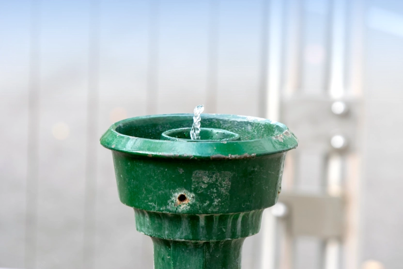 Green drinking fountain in Amsterdam