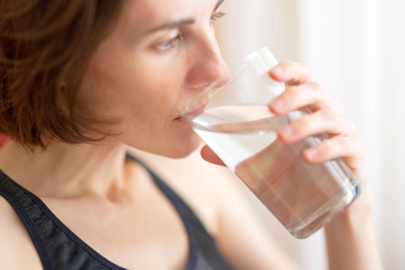 Woman drinking a glass of water