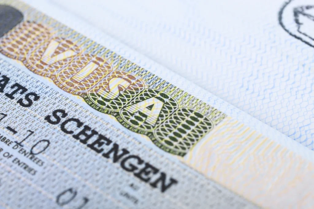 Schengen visa in passport