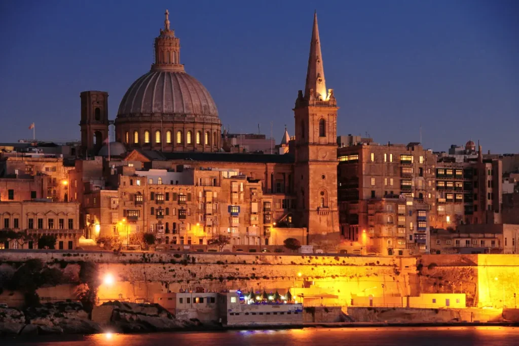 City lights of Valletta