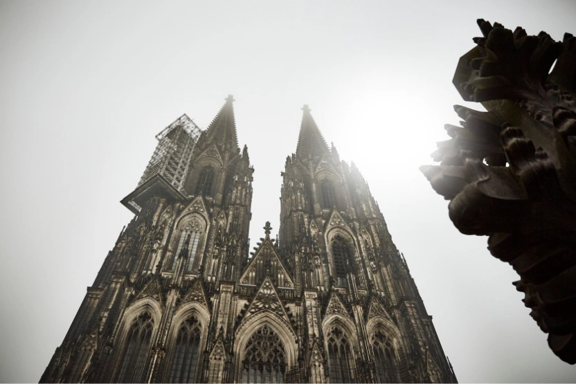 The Cologne Cathedral on a foggy day