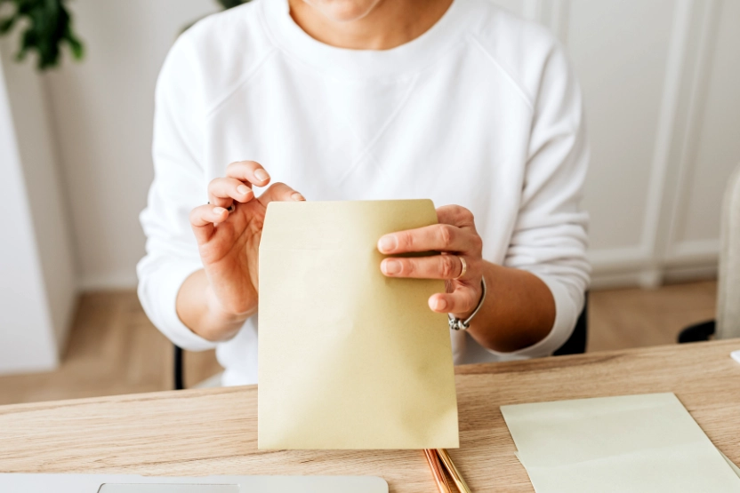 Woman filing papers