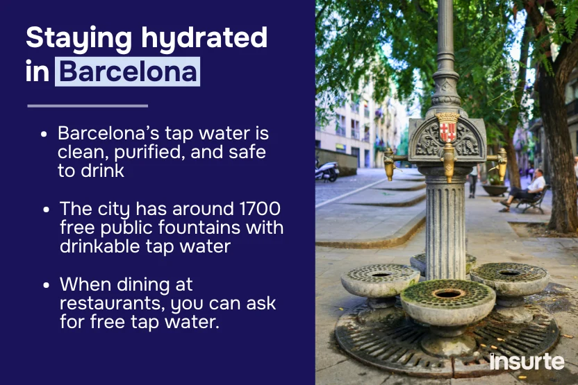 Graphic showing how to stay hydrated in Barcelona