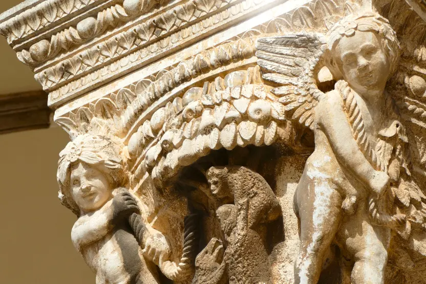 One of the intricately carved columns of Dubrovnik's Rector's Palace.