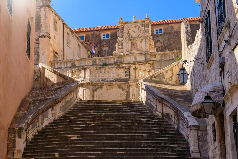 The Jesuit Stairs on a sunny day in Dubrovnik, Croatia