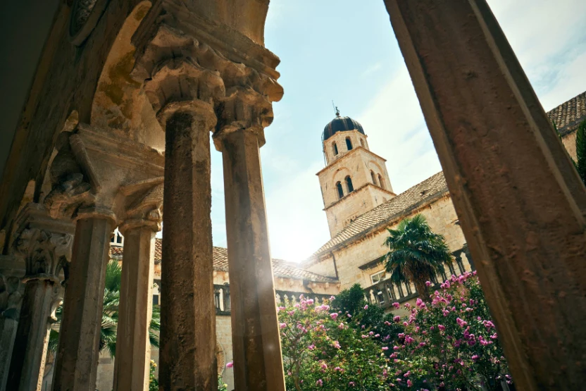 A courtyard at Dubrovnik's Franciscan Monastery