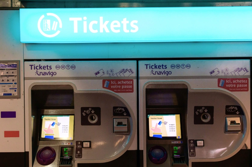 Ticket kiosks in the Paris metro