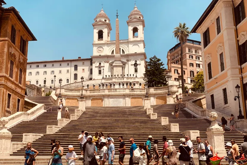 The Spanish Steps of Rome on a hot, sunny day