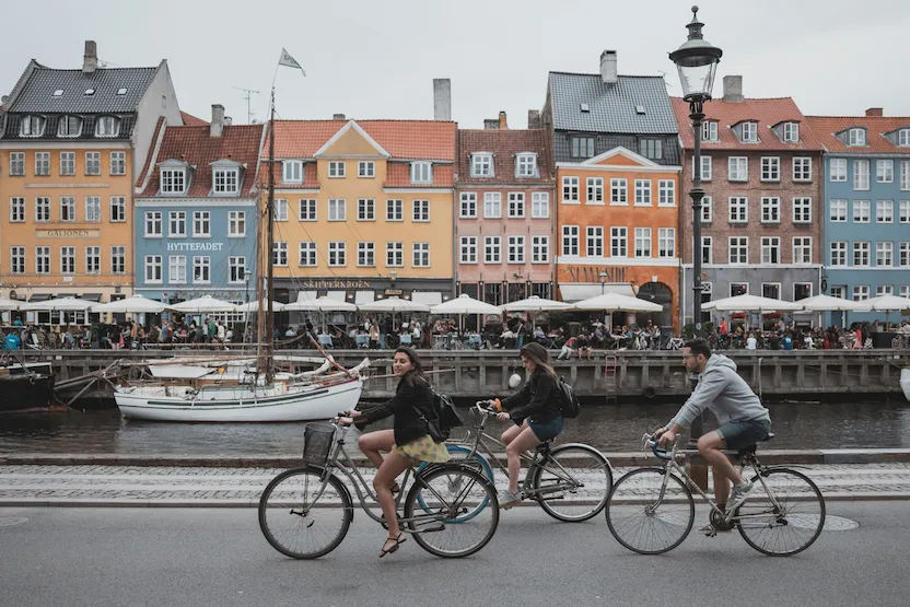 People cycling in Copenhagen