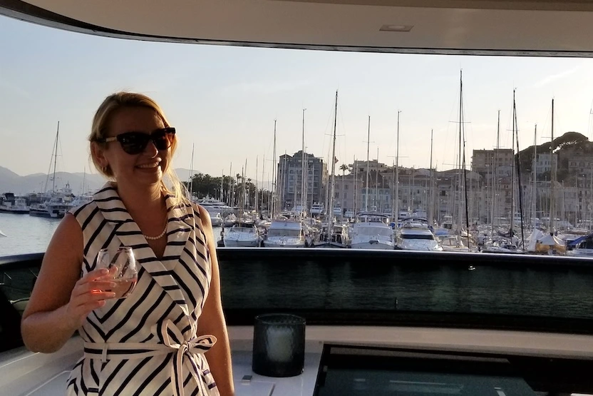 Lindsey Galloway on a boat in France